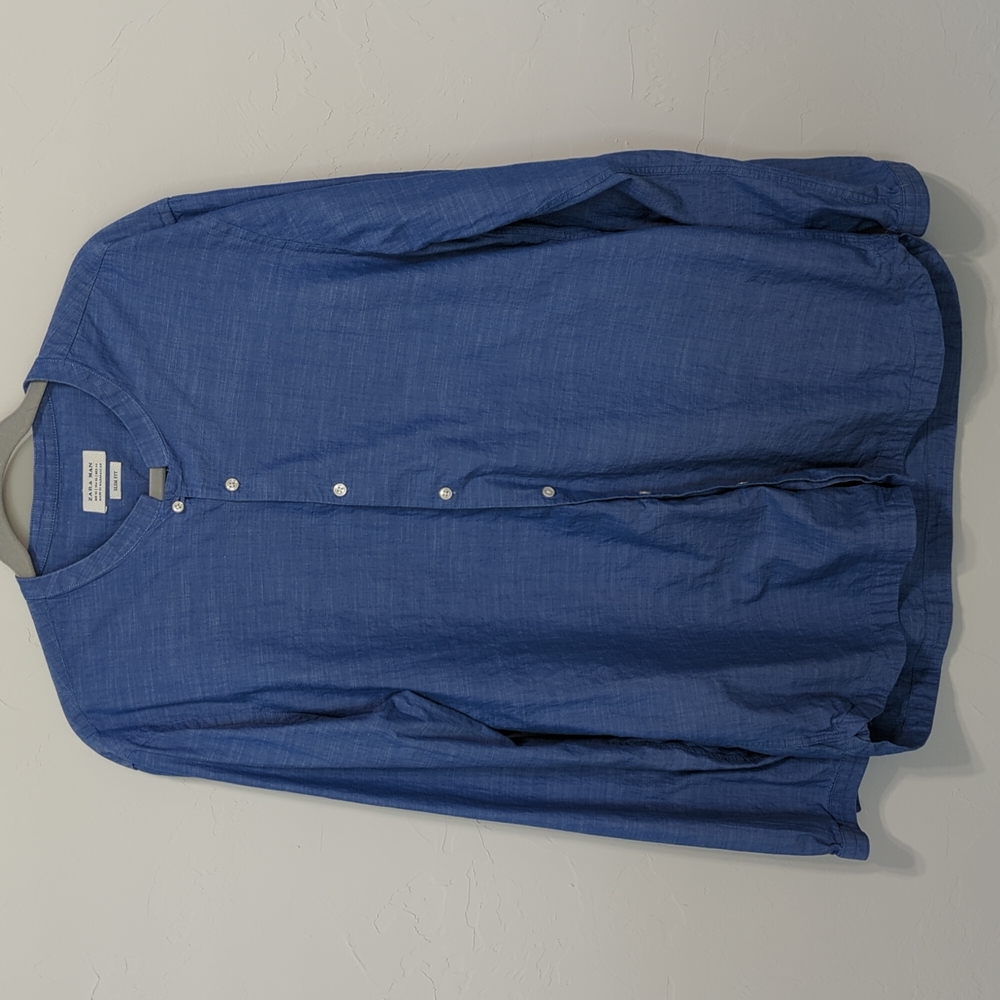 ZARA MAN SLIM FIT BLUE LONGSLEEVE TOP SIZE XL